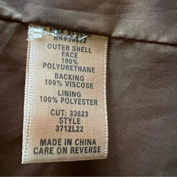 Max Jeans Brown Faux Leather Moto Jacket Size Large - Picture 10 of 12